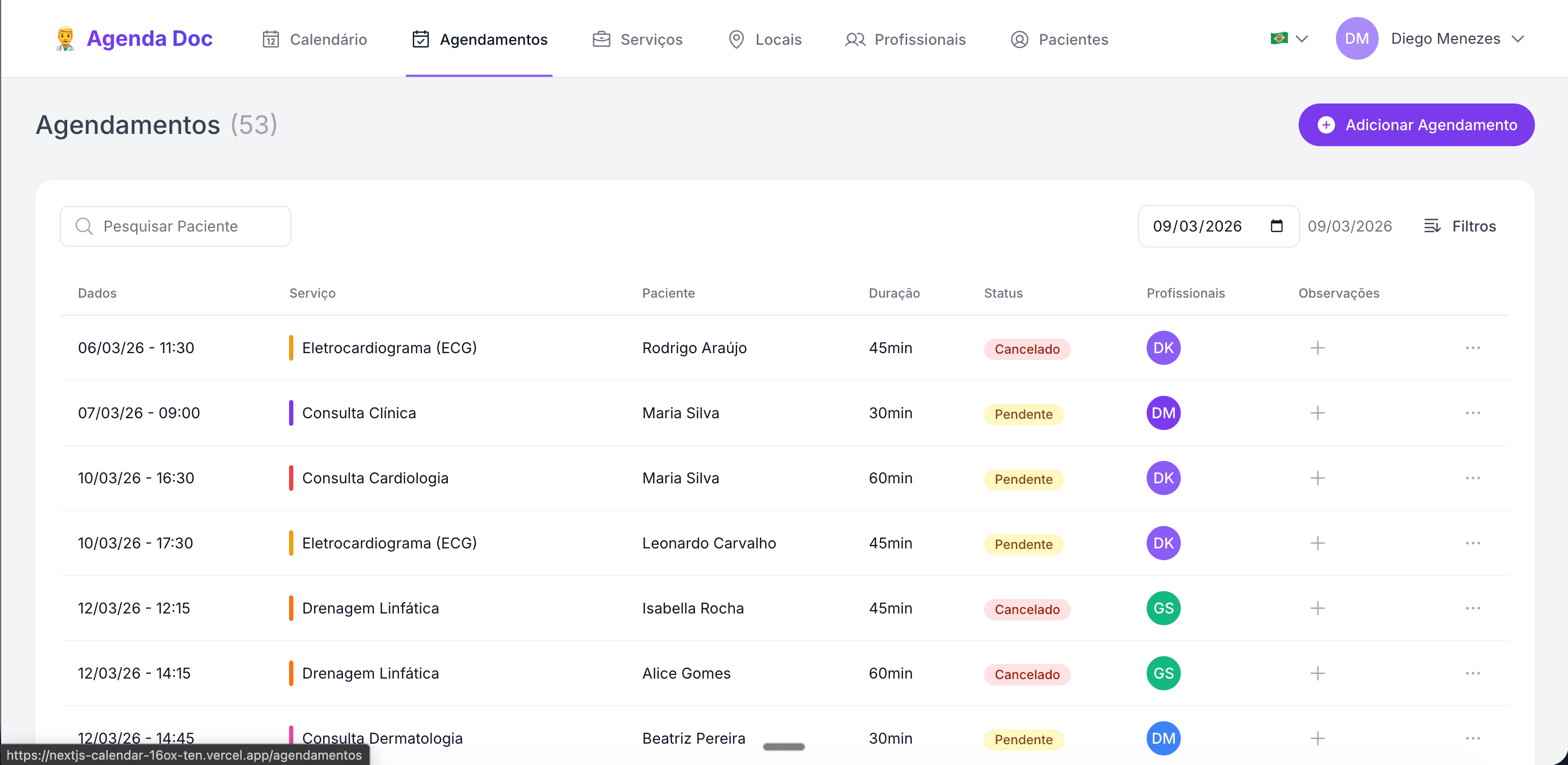Agendamentos Agenda Doc