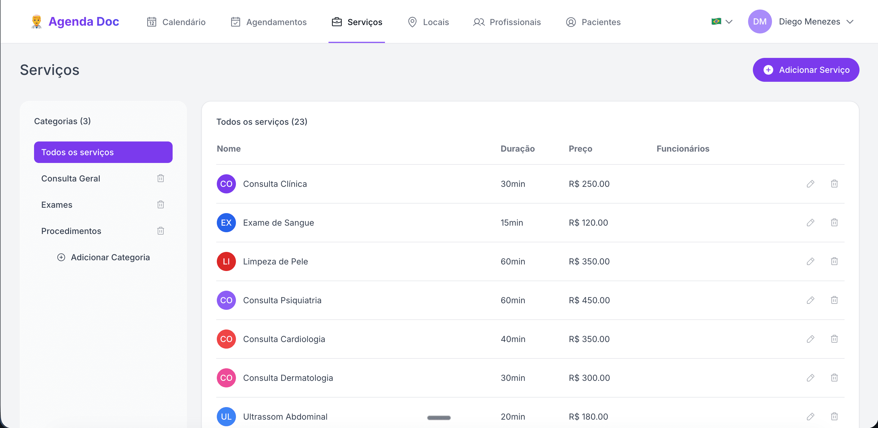 Serviços Agenda Doc