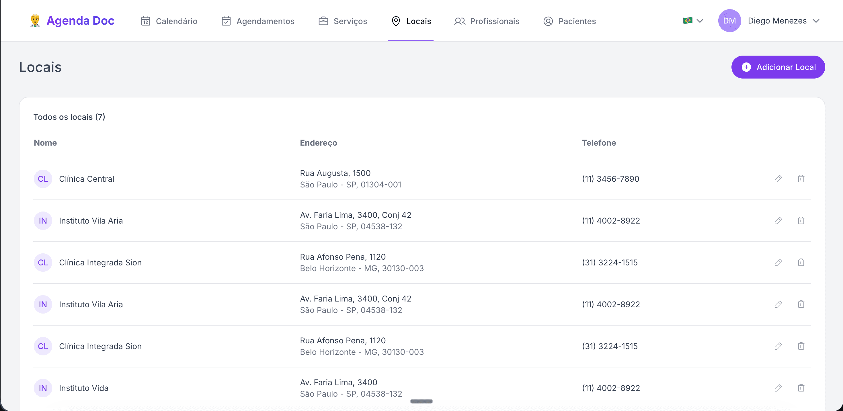 Locais Agenda Doc