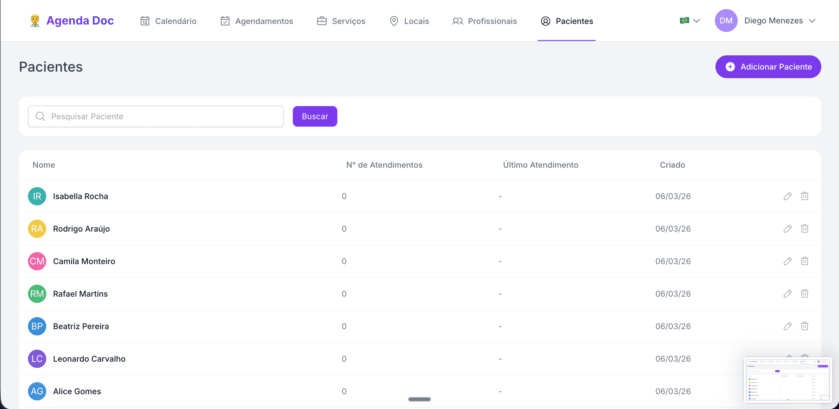 Pacientes Agenda Doc